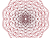 An intricate mandala traced in thin henna red lines