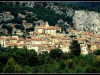 A photograph of a town built up on a mountainside