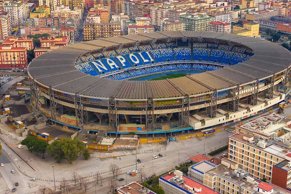 An aerial photograph of a stadium