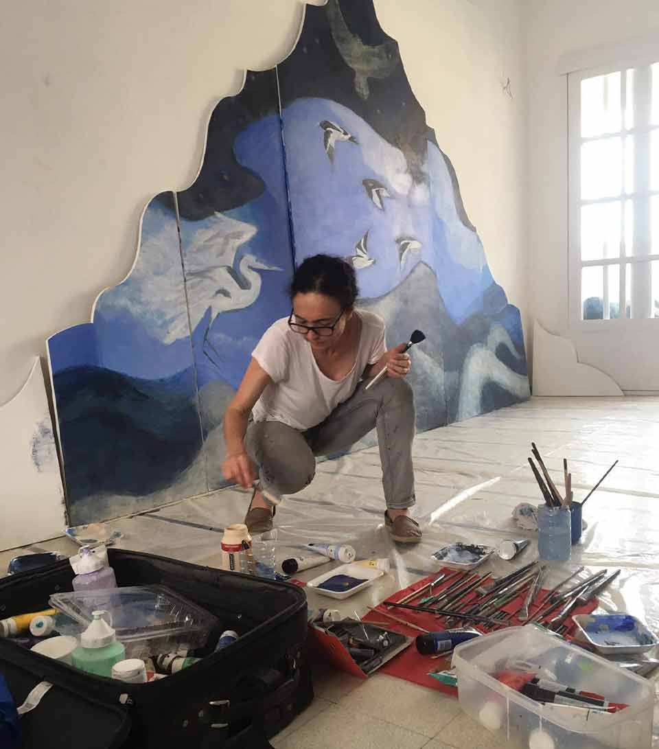 The visual artist Rima Djahnine in residence at Les Ateliers Sauvages in 2023 (photo by Rima Djahnine)