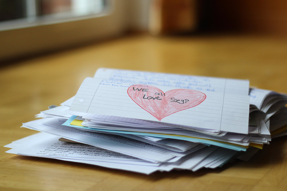 A pile of letters on a table