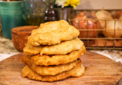 A photograph of a stack of frybread