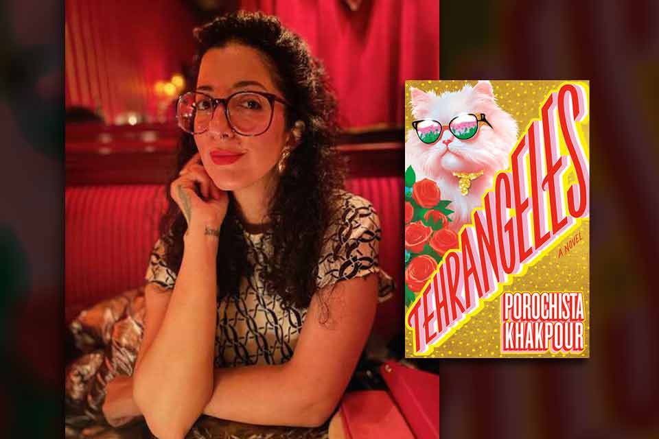 A photograph of Porchista Khakpour and the cover to her book Tehrangeles