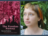 The cover to The Freedom Factory juxtaposed with a photo of its author, Ksenia Buksha