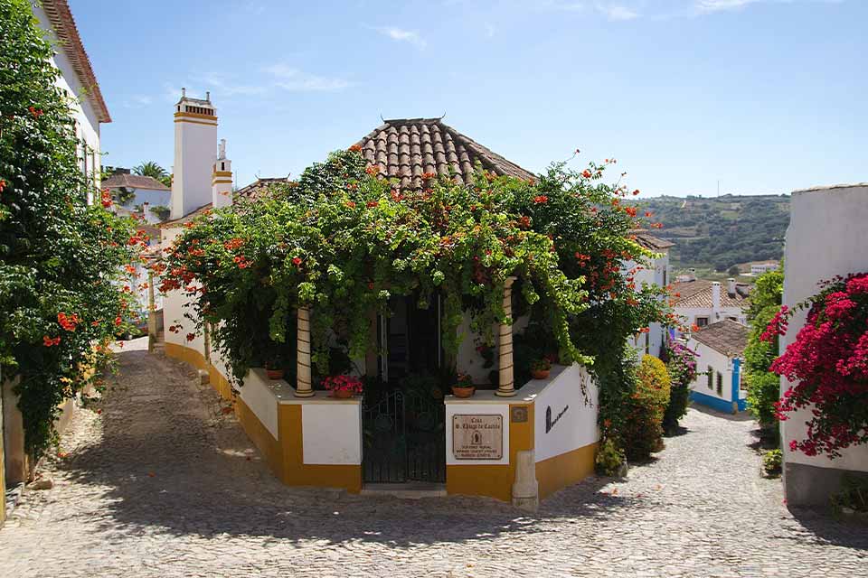 A photograph of a gazebo bedecked with flowers