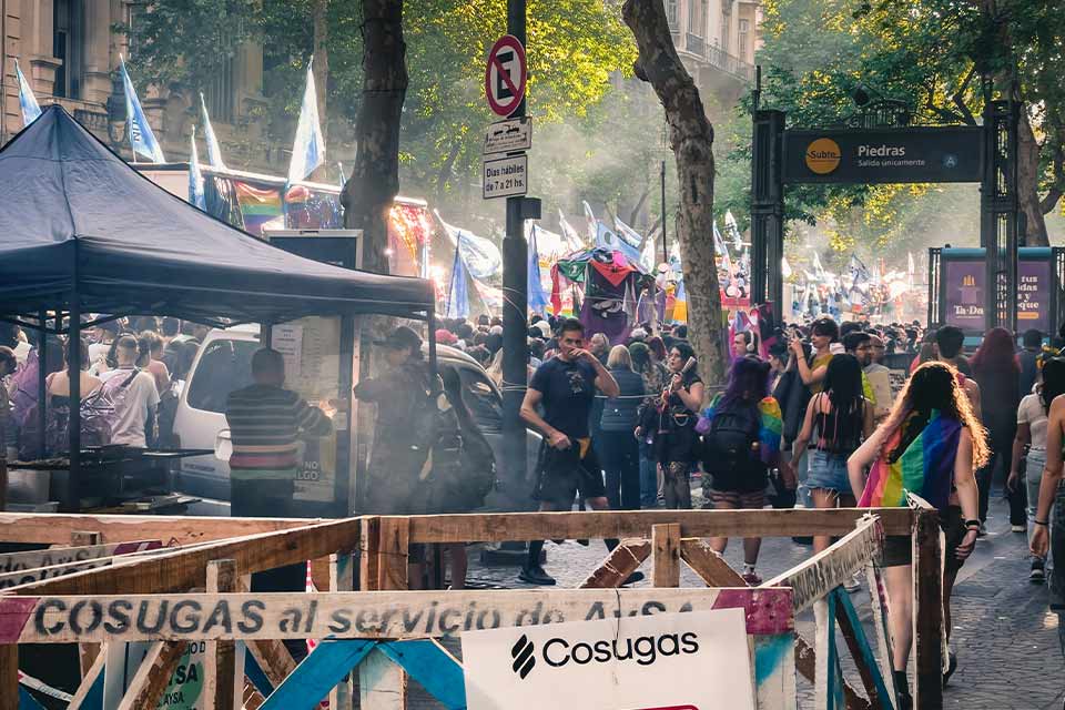 A photograph of a crowd at the Buenos Aires Pride parade